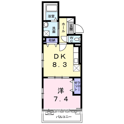京王電鉄相模原線 南大沢駅 徒歩13分 3階建 築8年(1DK/1階)の間取り写真