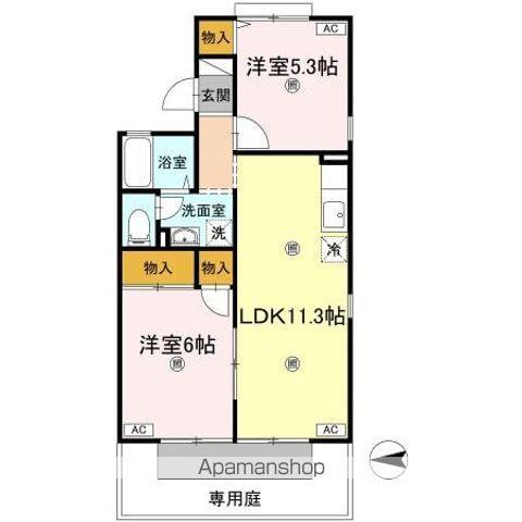 ドミールタキグチ(2LDK/1階)の間取り写真