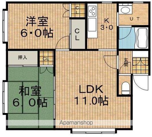 グランドールR(2LDK/2階)の間取り写真