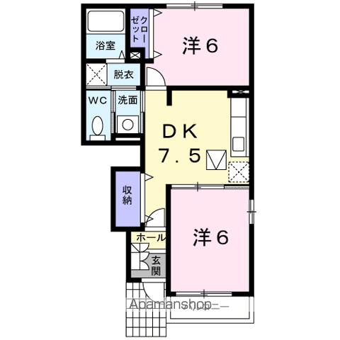 OCEAN VIEW D(2DK/1階)の間取り写真