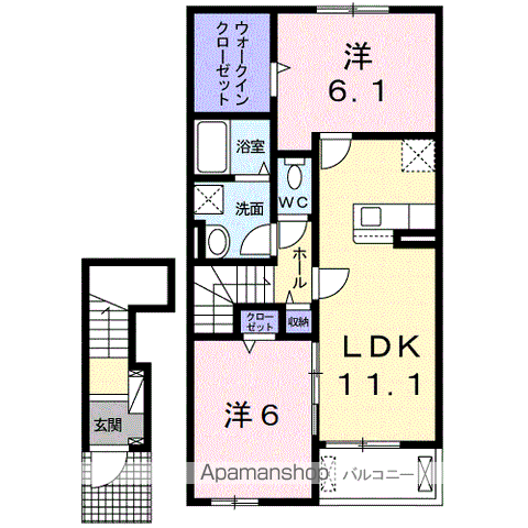 サーレ・ウエスト Ⅰ(2LDK/2階)の間取り写真