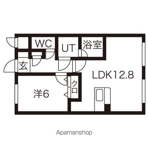 リヴェール月が丘(1LDK/2階)の間取り写真