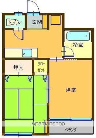 ローズパーク八木田(2K/3階)の間取り写真