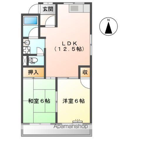 エバーハイムL(2LDK/2階)の間取り写真