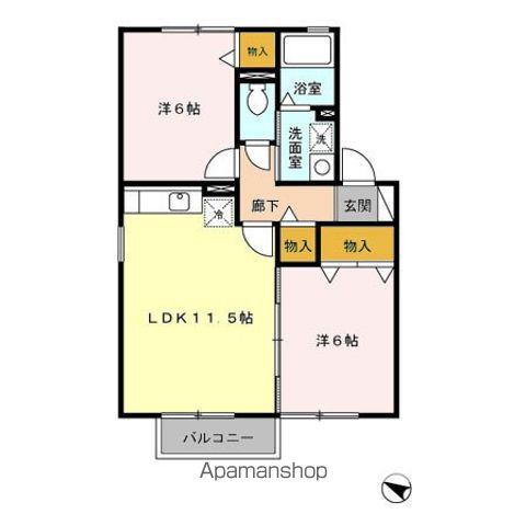 コスモスハイム3(2LDK/2階)の間取り写真