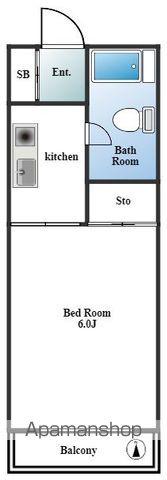 コーポ山吹(1K/4階)の間取り写真