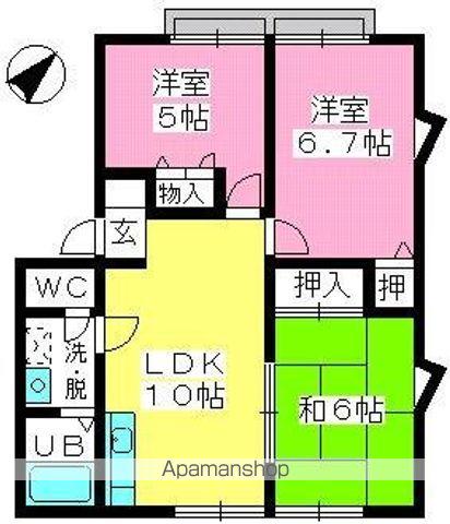 メロディハイツ清水(3LDK/2階)の間取り写真