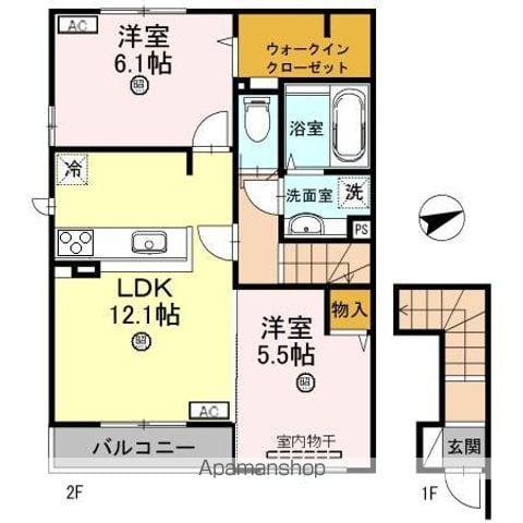 ヴィラアヴェニューセレーネ A棟(2LDK/2階)の間取り写真
