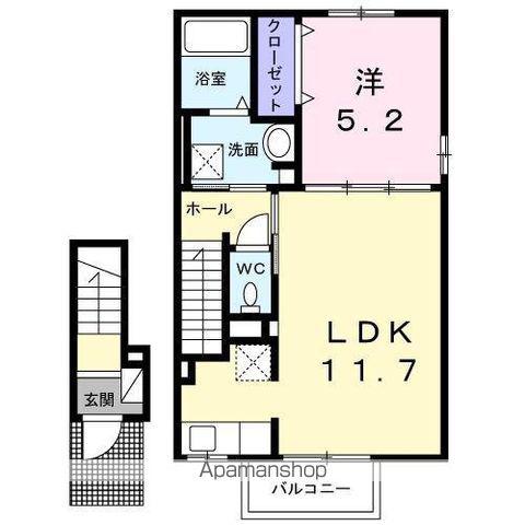 シュエット Ⅱ(1LDK/2階)の間取り写真