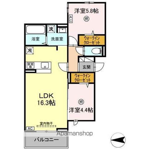 D-ROOM弥生 B棟(2LDK/2階)の間取り写真