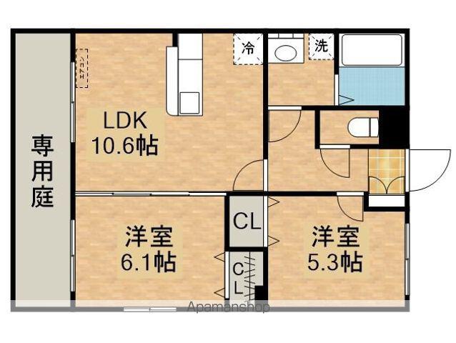 プレミア田崎(2LDK/1階)の間取り写真