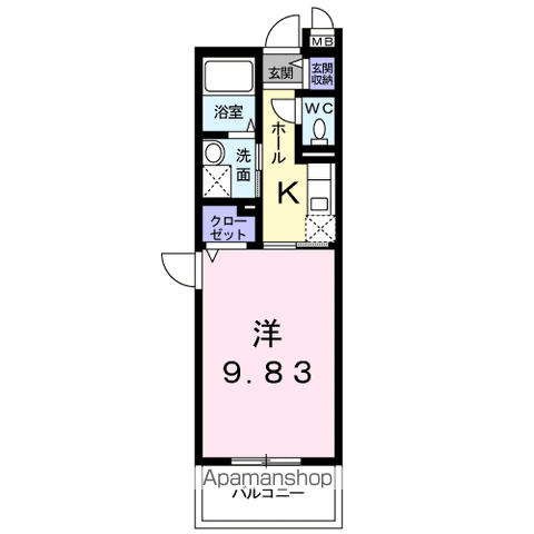 プラシードⅡ(1K/3階)の間取り写真