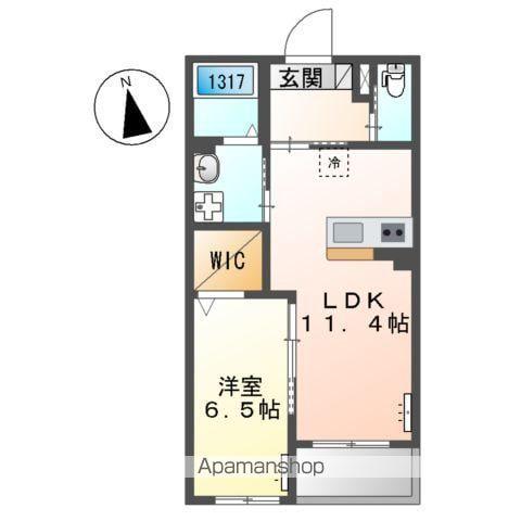中川区愛知町マンション(1LDK/2階)の間取り写真
