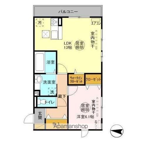 ラ・ドルチェヴィータ B(1LDK/1階)の間取り写真