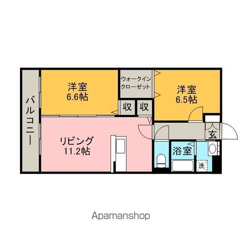 グランディール壱番館(2LDK/3階)の間取り写真
