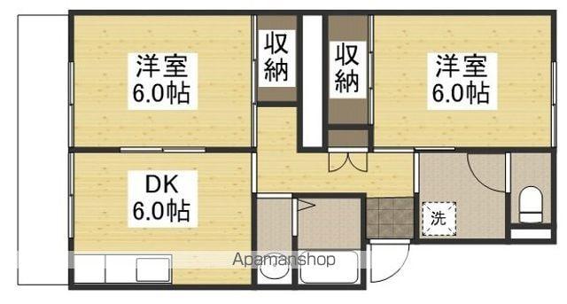 プレジールSANYO B棟(2DK/2階)の間取り写真
