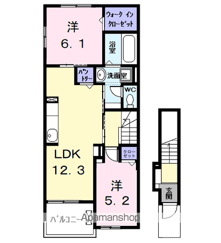 カーサみやびⅩ(2LDK/2階)の間取り写真