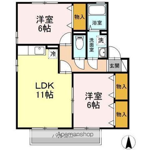 Yサイレントビレッジ山越(2LDK/2階)の間取り写真