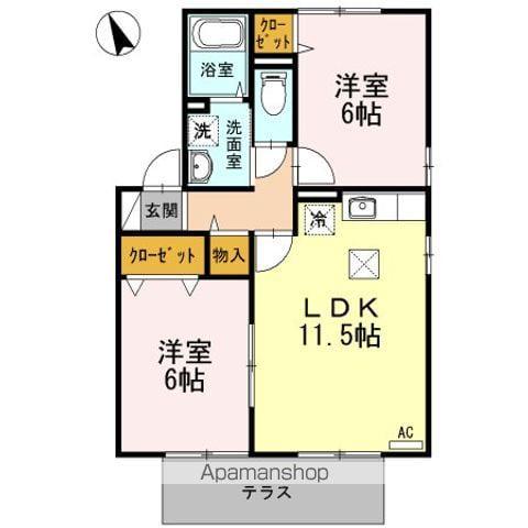 ステーションハウスリブABC(2LDK/1階)の間取り写真