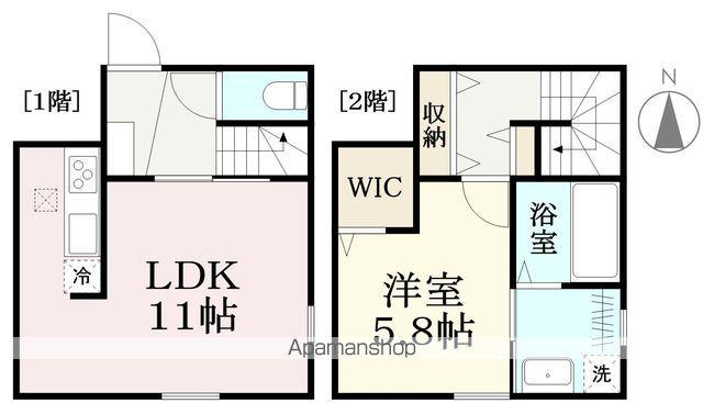 仮 大願寺アパート(1LDK/1階)の間取り写真