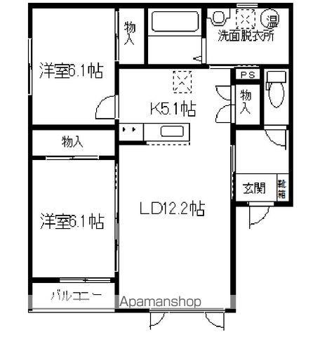 TOWN西5南17ベリーⅡB(2LDK/2階)の間取り写真