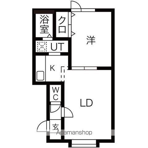 AMS江別2(1LDK/1階)の間取り写真