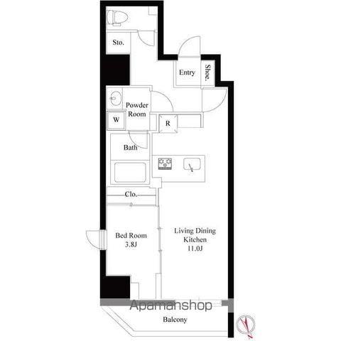 GRAN PASEO 浅草橋(1LDK/7階)の間取り写真