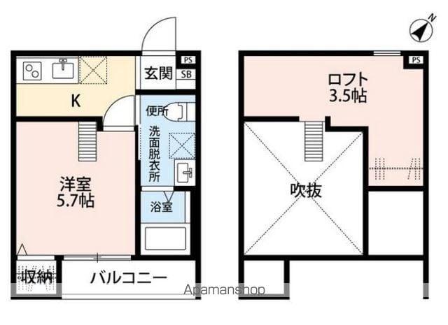 マクト北柏(1K/1階)の間取り写真