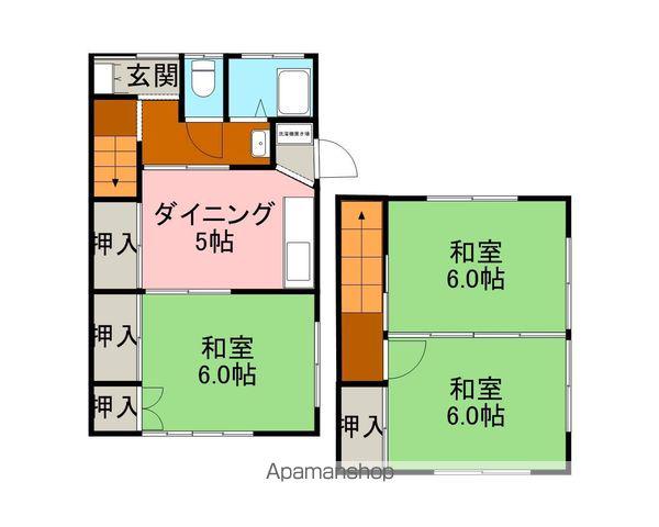 岐阜県高山市 2階建 築43年(3DK/2階)の間取り写真