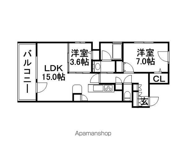 ラ・クラッセ札幌ステーションスクエア(2LDK/5階)の間取り写真