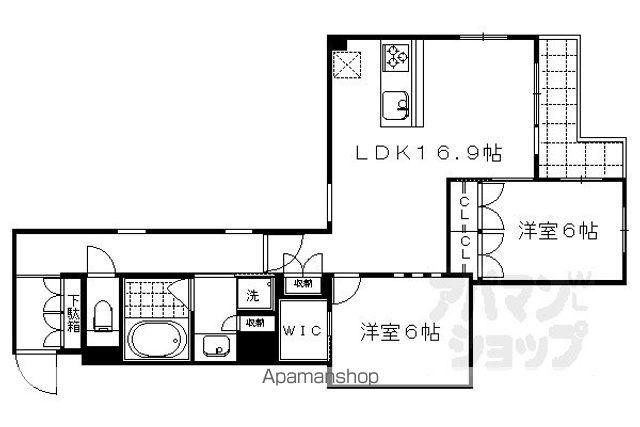 ブランズ京都四条烏丸桜風庵(2LDK/5階)の間取り写真