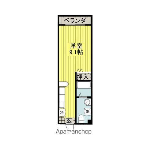 ハイクレスト(1K/2階)の間取り写真