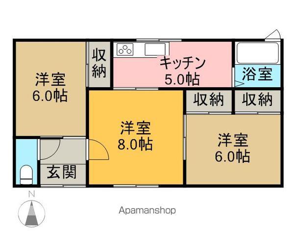 青い森鉄道 三沢駅(青森) 徒歩35分 1階建 築43年(3K)の間取り写真