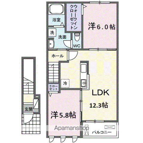 マジストレート(2LDK/2階)の間取り写真