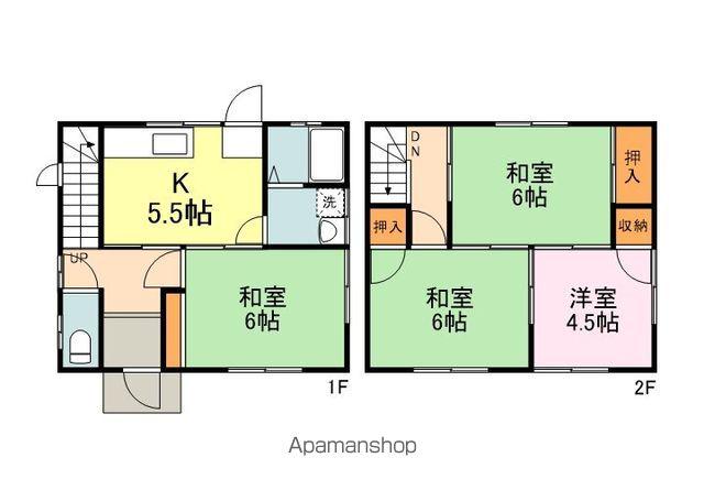広島県福山市 2階建 築43年(4K)の間取り写真