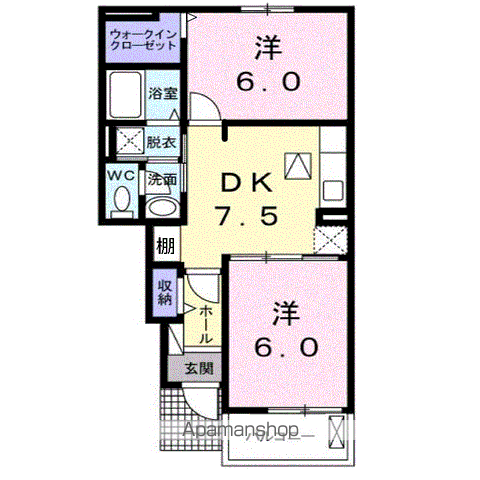 コンフォートさくらD(2DK/1階)の間取り写真