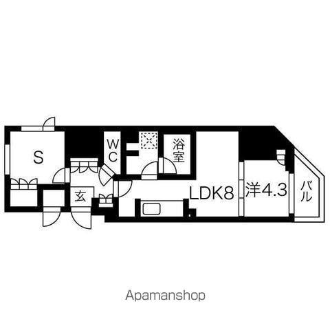 シーズンフラッツ上野御徒町(1LDK/2階)の間取り写真
