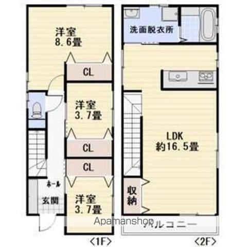 名鉄犬山線 江南駅(愛知) 徒歩20分 2階建 築8年(3LDK)の間取り写真