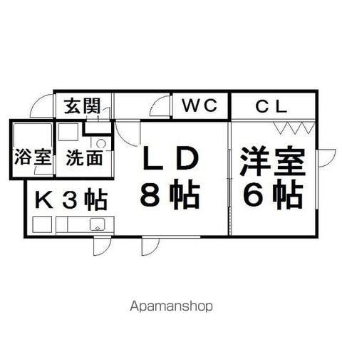 ウエストハウスⅠ(1LDK/2階)の間取り写真