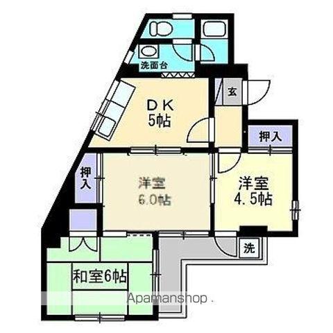 浅井マンション(3DK/1階)の間取り写真