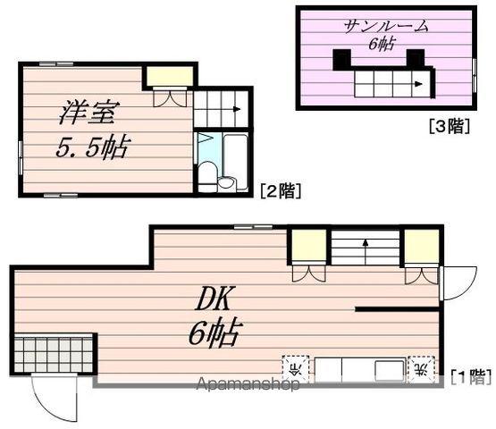 仙台市地下鉄南北線 五橋駅 徒歩4分 2階建 築34年(1SDK/2階)の間取り写真