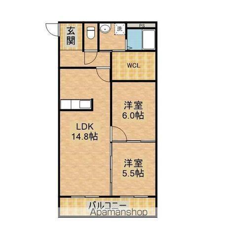 ウエストウッドヒルズ下沢(2LDK/3階)の間取り写真