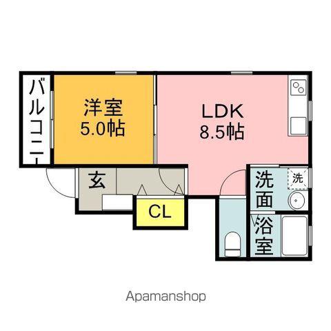 KMハイツⅧ A棟(1LDK/1階)の間取り写真