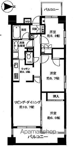 ルミナス立川プライムタワー(3LDK/9階)の間取り写真