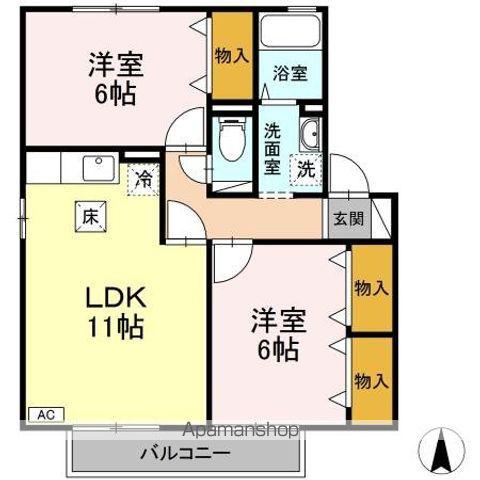 レピィナードⅢ(2LDK/1階)の間取り写真