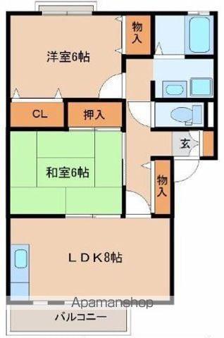 シンシアン(2DK/2階)の間取り写真