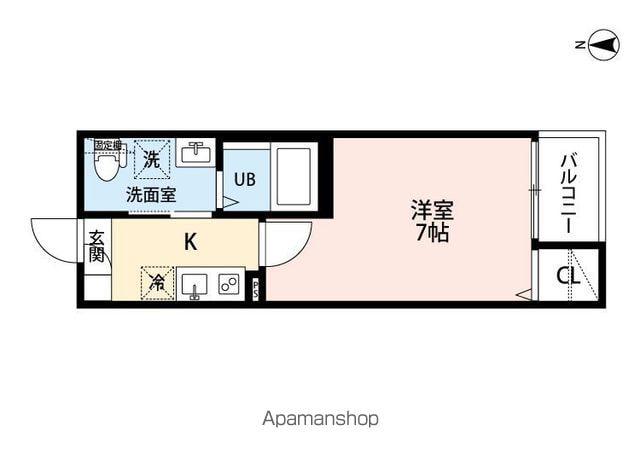 CRASTINE東味鋺3丁目(1K/2階)の間取り写真
