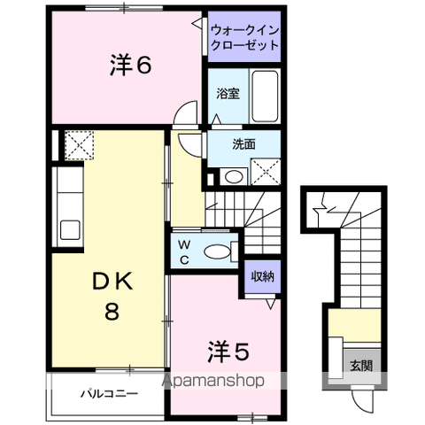 ラフォーレⅡ(2DK/2階)の間取り写真
