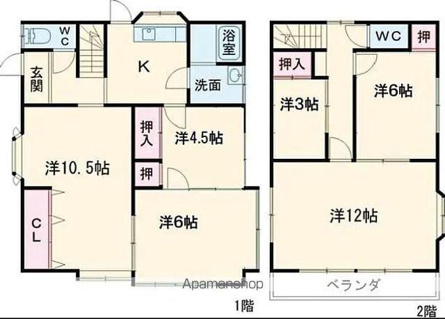 東武鉄道桐生線 藪塚駅 徒歩37分 2階建 築50年(6K)の間取り写真