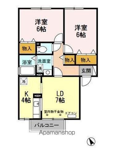 プレジール藤森Ⅱ(2LDK/1階)の間取り写真
